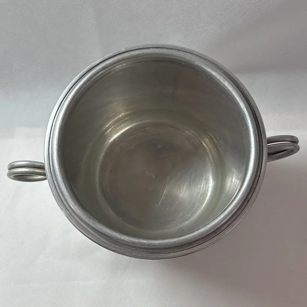Vintage Mid Century NASCO Aluminum Ice Bucket w/ Lid Made in Italy